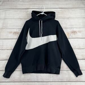Nike Sportswear Swoosh Tech Fleece Pullover Hoodie Mens Medium Black White